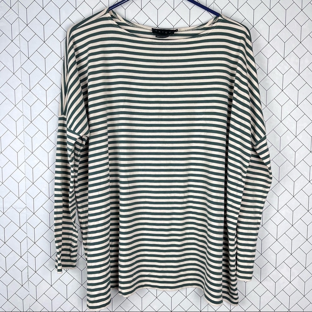 Hatch Green and Cream Stripe Longsleeve Tee
